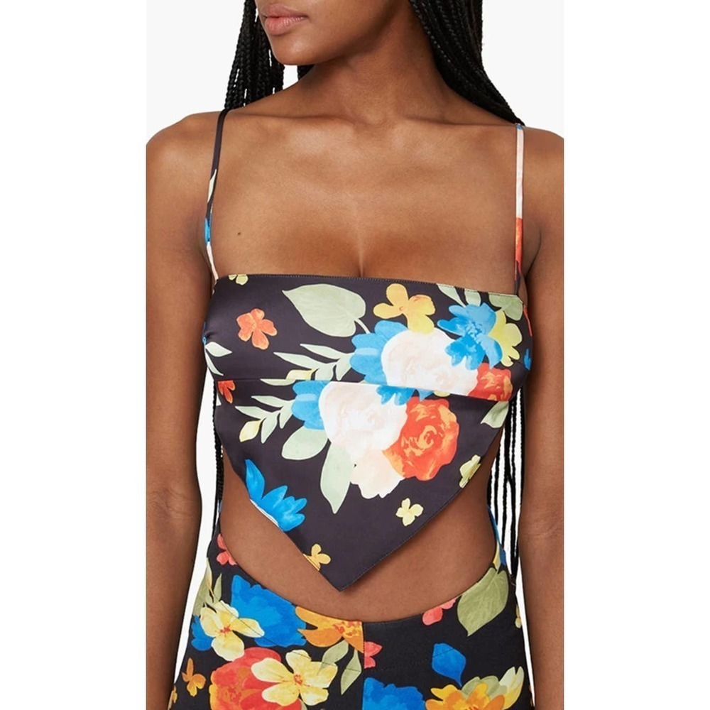 Danielle Bernstein x WeWoreWhat Floral Silky Scarf Top Size Large - Picture 1 of 7